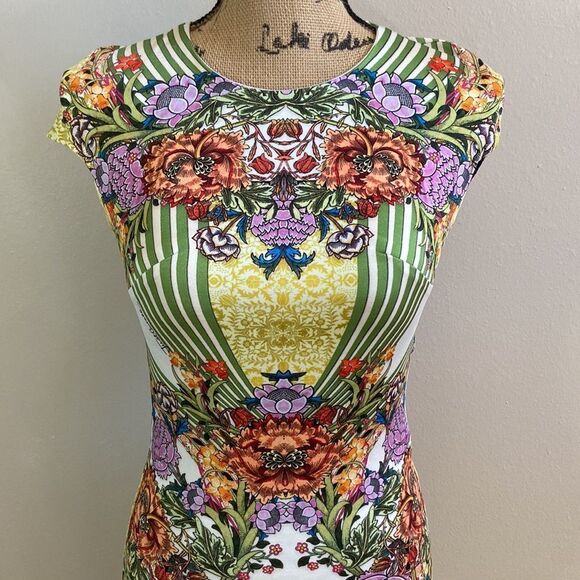 NWT Just Cavalli Gorgeous Rare Animal Floral Print Mini Bodycon Dress size XS - Picture 7 of 16